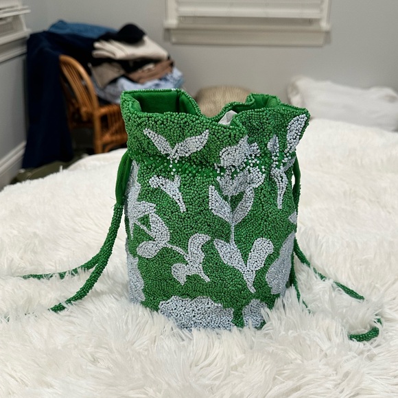 NWT kate spade new york x Target Beaded Classic Rose Drawstring Bucket Bag - Picture 2 of 8